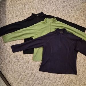 3 LL Bean fleece 1/4 zip Sweater XL Black, Purple, Green